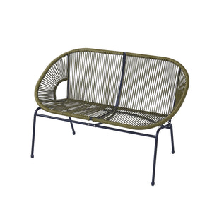 English Elm Christopher Knight Home® - CONDESSA Modern Outdoor Wicker Loveseat with Hammock Weave, Durable PE Rattan & Powder Coat Iron Frame Green N775P241727G