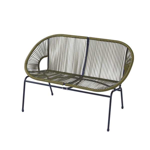 English Elm Christopher Knight Home® - CONDESSA Modern Outdoor Wicker Loveseat with Hammock Weave, Durable PE Rattan & Powder Coat Iron Frame Green N775P241727G