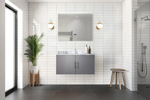 English Elm Dark Grey 36in Bath Vanity with 36in LED Mirror — Fully Assembled Wood Cabinet, Spacious Storage, Modern Finish B2731S00533