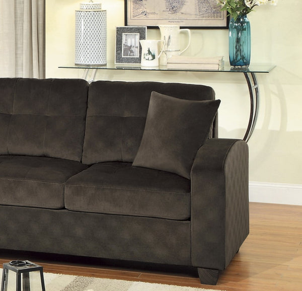 English Elm 2-piece Tufted Microfiber Sectional Reversible Chaise Pocket Coil Modern Living Room Chocolate B011S01323