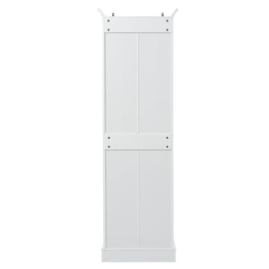 English Elm 71.6" Free-Standing Bathroom Vanity with Soft-Close Doors, 3 Drawers, Adjustable Shelves, White Finish N729P335599K