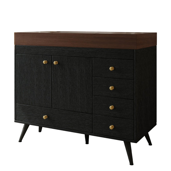 English Elm 36" Freestanding Bathroom Vanity Sintered Stone Top Ceramic Sink Stainless Steel Legs Black,Gold,Walnut,White W3136S00069