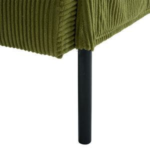 English Elm United We Win Corduroy Loveseat Plush Ergonomic Sofa with Spring Support Metal Legs Olive Green W1568P410049