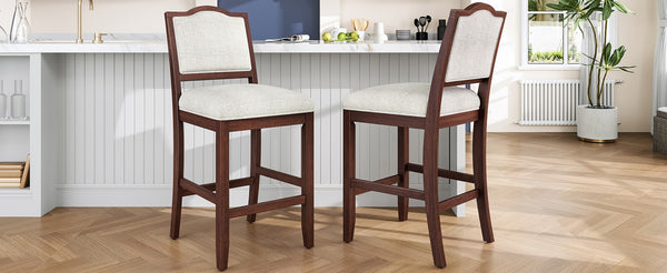 English Elm Counter Height Rubberwood Barstools Set of 2 Upholstered Seats for Kitchen Island Cherry N752P377070C