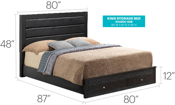 English Elm Elegant Black King Storage Bed - Modern Design With Under-Bed Storage For A Stylish Bedroom Upgrade B078S00254