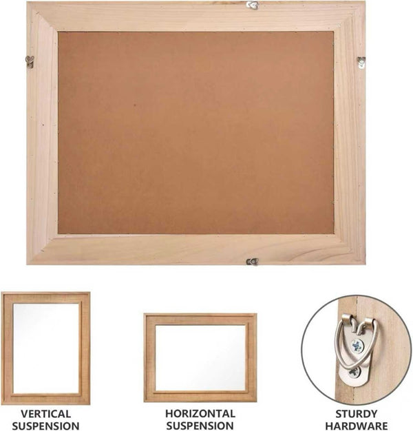 English Elm Natural Rattan Wrapped Solid Wood Rectangular Mirror Handcrafted Farmhouse Bathroom Entryway Yellowish-Brown W2203P436619
