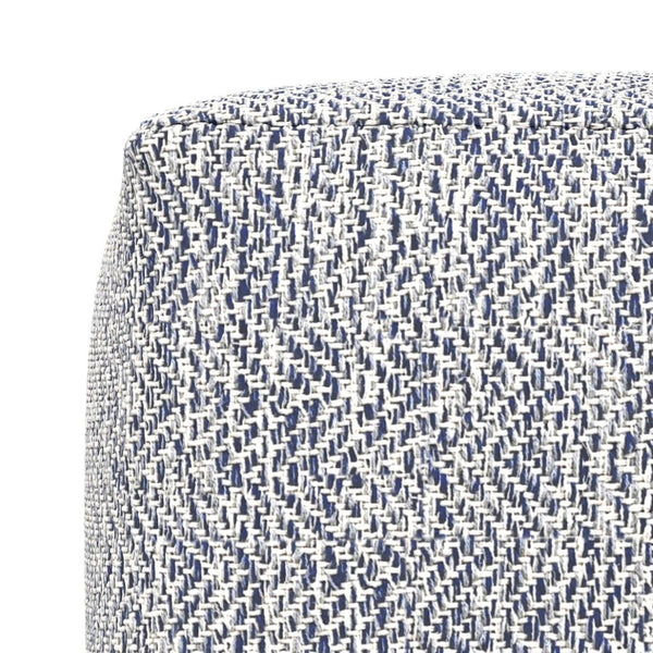English Elm Nate Handwoven Cotton Square Pouf Artisan Footrest for Bohemian Living Rooms Blue B136P427592
