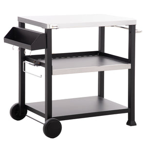 English Elm Outsunny Rolling Outdoor Kitchen Cart with Stainless Steel Top and Three Storage Shelves W2225P174292