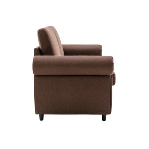 English Elm 57.9" Orisfur Pull Out Sofa Bed Loveseat Sleeper with Twin Memory Mattress, Linen Upholstery, USB Ports Brown N719P210624D