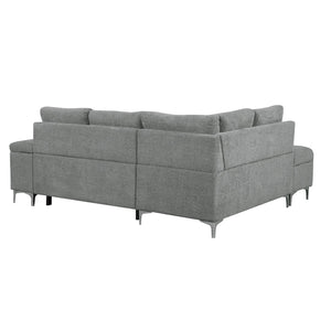 English Elm 88.2" L-shaped Sofa Bed with Storage Ottoman, Drop-Down Table, Dual Cup Holders & USB Charging Ports Gray N719S001830E
