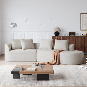 English Elm Modern Oversized Sectional Sofa - 112-Inch Chenille 4-Seater Cloud Couch With Throw Pillows & Comfort W834P323317