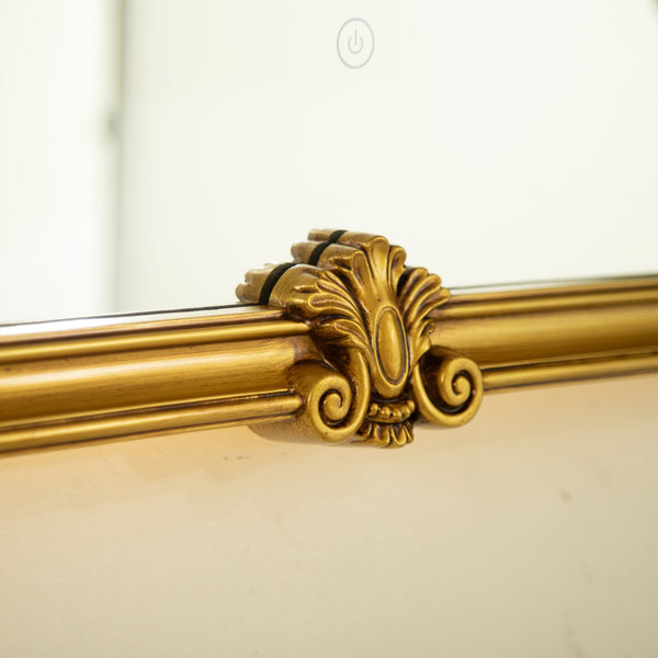 English Elm 35'' VITI Mirror Baroque Revival with Ornate Gold PU Frame, Backlit LED, Elegant Bathroom Accent W2615P346494