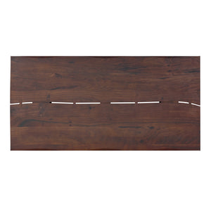 English Elm Fieldcrest Solid Acacia Dining Table with Live Edge Top and Black U-Shaped Iron Legs, 72" Walnut B136P203504