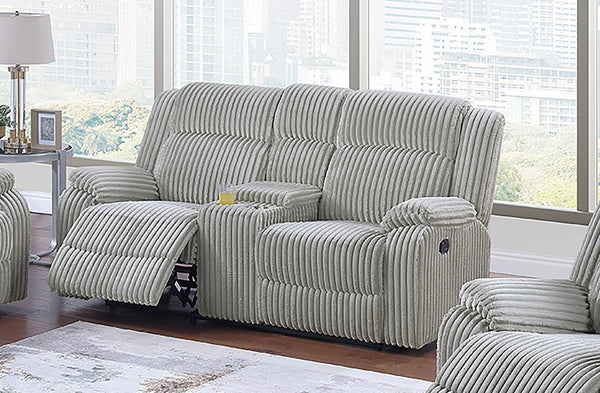 English Elm 1pc Loveseat Recliner Ash Fur-Like Corduroy Dual Seat with Console Cup Holders Cozy Motion Sofa B011P335290