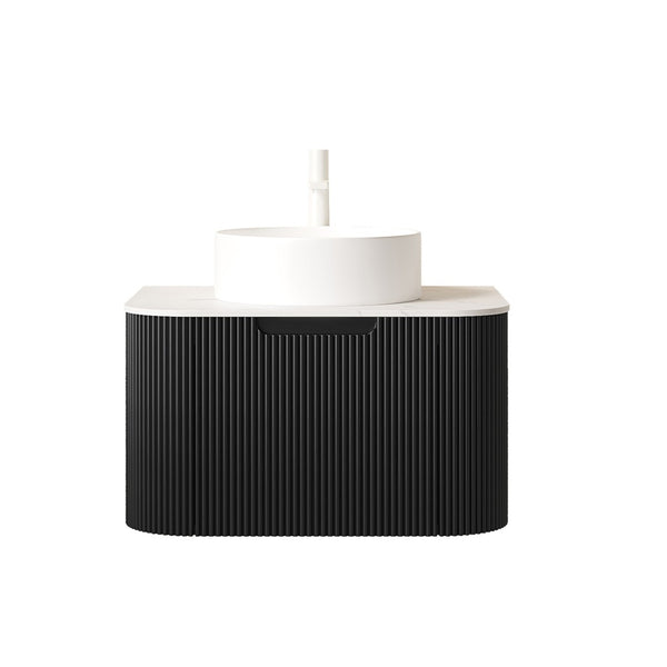 English Elm Dina Floating Bathroom Vanity with Sintered Stone Top and Crystal Glass Basin Carrara White,White+Black W2615S00396