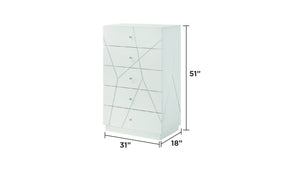 English Elm Manhattan Lacquer Chest with Geometric Front — 5 Spacious Smooth-Glide Drawers for Modern Storage and Style B009P309296