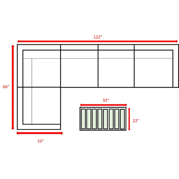 English Elm Outdoor 4-Person Garden Seating Set — Weathered Resin Wicker 6-Piece Sectional, Cushions Included B120S00089