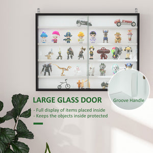 English Elm HOMCOM 5-Tier Glass Display Cabinet Wall-Mounted with 2 Doors, Adjustable Shelves for Collectibles W2225P229766