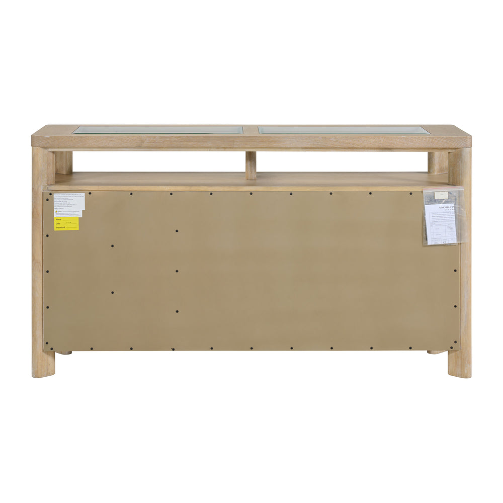 English Elm Wallace & Bay - Brown Side Server - Contemporary Light Brown Wood Buffet Cabinet, Easy-Care 64"W x18"D x36"H Storage B361P384423