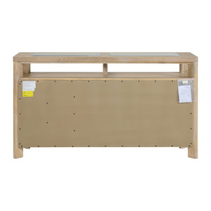 English Elm Wallace & Bay - Brown Side Server - Contemporary Light Brown Wood Buffet Cabinet, Easy-Care 64"W x18"D x36"H Storage B361P384423