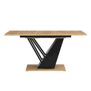 English Elm 61.81 Extendable Dining Table with Geometric Metal Base, E2 MDF Durable Top, Sleek Modern Design Black+Natural W2317P251956