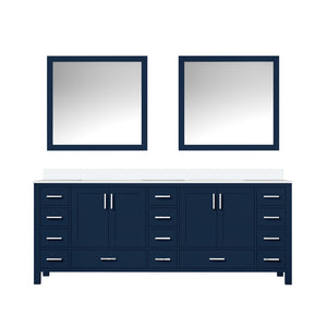 English Elm Navy Double Bath Vanity 84" W x 22" D with Cultured Marble Top, Soft-Close Drawers, Mirror Set B2731S00900