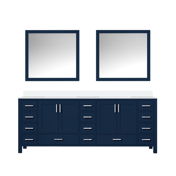English Elm Navy Double Bath Vanity 84" W x 22" D with Cultured Marble Top, Soft-Close Drawers, Mirror Set B2731S00900