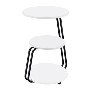 English Elm Dixon 3-Tier Round Accent Side Table in White with Slim Black Legs — Compact, Layered Storage for Small Spaces B062P378399