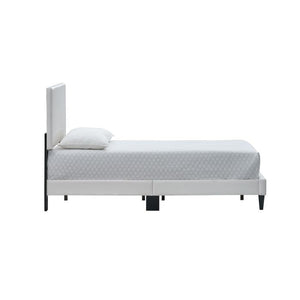 English Elm Baron Full Bed Frame with Faux Leather Upholstery, Slat Support, Adjustable Headboard Height, Fits 7–13" White 26.37 L x 45.47 W x 7.48 H B078P380181