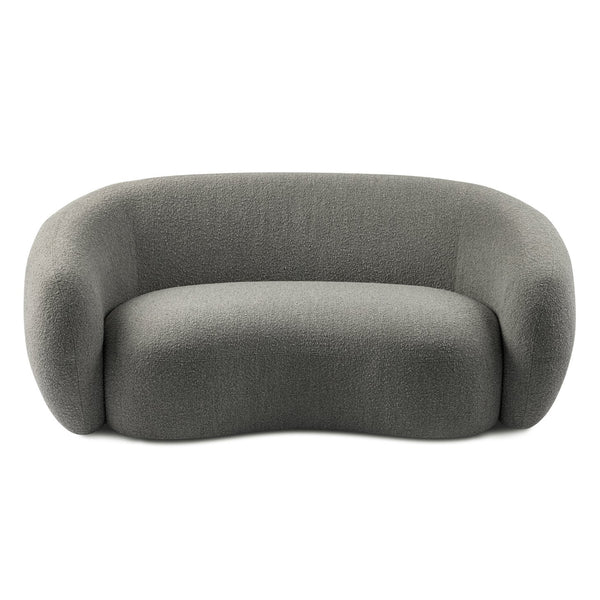 English Elm Sherri 69" Loveseat in Gray Boucle — Mid-Century Curved Design, 6" HD Foam, Durable 600lb Capacity B136P364317