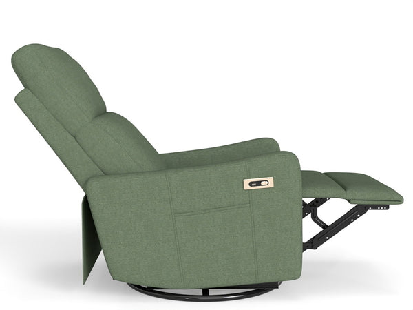 English Elm Power Swivel Velvet Recliner with 270 Degree Rotation Compact Nursery Living Room Glider W1028P463301