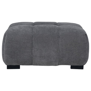English Elm Plather Grid Tufted Upholstered Ottoman with Waterfall Cushioning for Living Rooms Charcoal Grey B062P447955