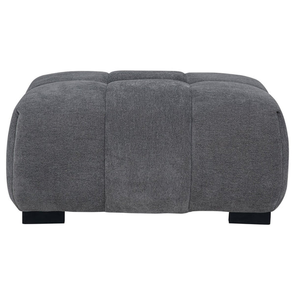 English Elm Plather Grid Tufted Upholstered Ottoman with Waterfall Cushioning for Living Rooms Charcoal Grey B062P447955