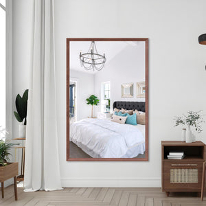 English Elm 60"X40" Oversized Modern Rectangle Mirror With Walnut Frame - Versatile Wall-Mounted Style For Any Room W708P297661