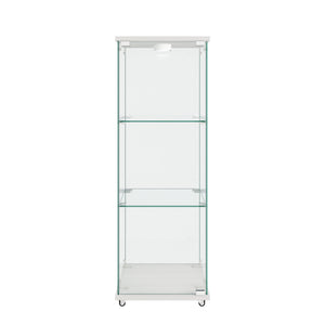 English Elm Modern Glass Display Cabinet With Custom Led Lighting - Elegant 1-Door, 3-Shelf Storage For Any Room W241P242919