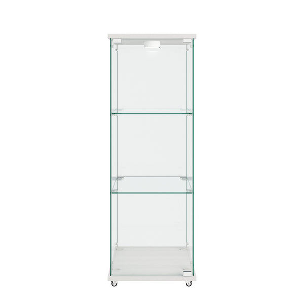 English Elm Modern Glass Display Cabinet With Custom Led Lighting - Elegant 1-Door, 3-Shelf Storage For Any Room W241P242919