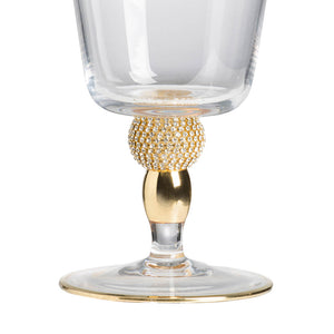 English Elm 4.1x4.1x7.5" Goblet with Gold Rim Set of 4 – Elegant Diamond Stem Finial, Luxe Glassware for Entertaining and Gifts W2078P284554