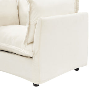 English Elm Modern Chenille Accent Chair with Ottoman Plush Wide Seat Curved Arms for Bedroom Beige N719P428439A