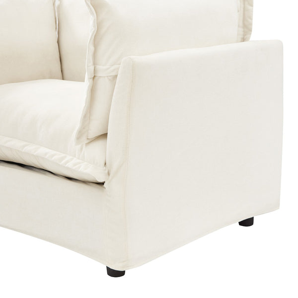 English Elm Modern Chenille Accent Chair with Ottoman Plush Wide Seat Curved Arms for Bedroom Beige N719P428439A