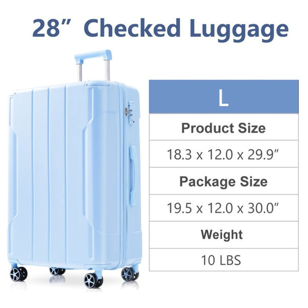 English Elm Hardshell Abs Checked Suitcase with 360 Spinner Wheels Expandable Tsa Lock 28 Inch Sky Blue N730P296747S