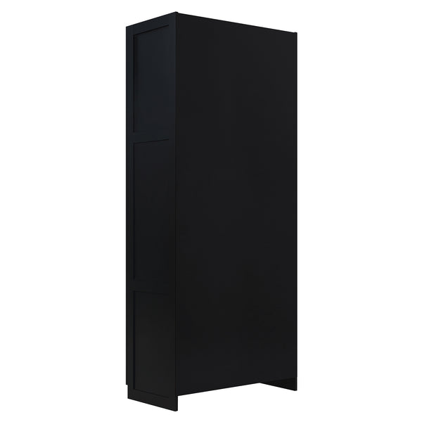 English Elm Cornelia Modern Storage Closet 2.0 — Slim Black MDF Cabinet, 4 Adjustable Shelves, Soft-Close Doors B365P398548