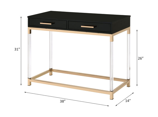 English Elm Adiel Black & Gold Console Sofa Table with 2 Storage Drawers, Metal Frame, Acrylic Legs, Modern Decor B2726P277144