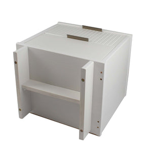 English Elm Granville 18" Nightstand - Elegant White 2-Drawer Storage With Gold Hardware & Textured Design B365P398520