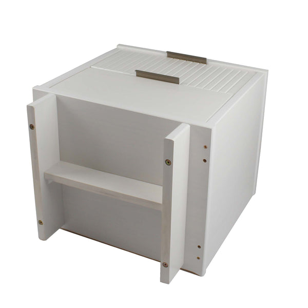 English Elm Granville 18" Nightstand - Elegant White 2-Drawer Storage With Gold Hardware & Textured Design B365P398520