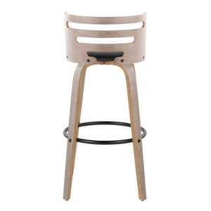 English Elm Cosini 30" Mid-Century Modern Barstools Set Of 2 - Stylish Swivel Design In Light Grey Wood & Black Faux Leather B202S00511