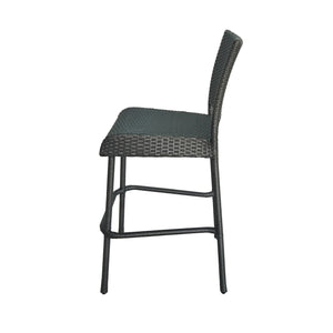 English Elm Christopher Knight Home® - 29" Outdoor PE Rattan Armless Barstools Set of 2 – Durable Woven Patio Seating with Curved Comfort Footrest Grey 59265.00GRY