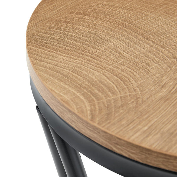 English Elm Single Package Industrial Bar Set Round Mdf Top with Metal Frame Seats 2 for Kitchen Black,Wood W1151P434793