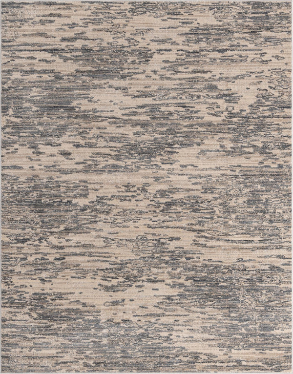 Unique Loom Oasis Water Machine Made Abstract Rug Gray, Ivory/Beige/Blue/Navy Blue 8' 0" x 10' 0"