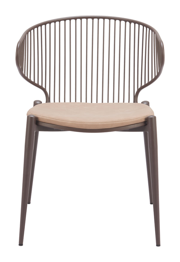 Zuo Modern Silues Swivel Dining Chair In Elegant Beige & Brown - Durable, Modern Design For Stylish Interiors Brown 100% Polyurethane,Steel 110822-zuo-modern