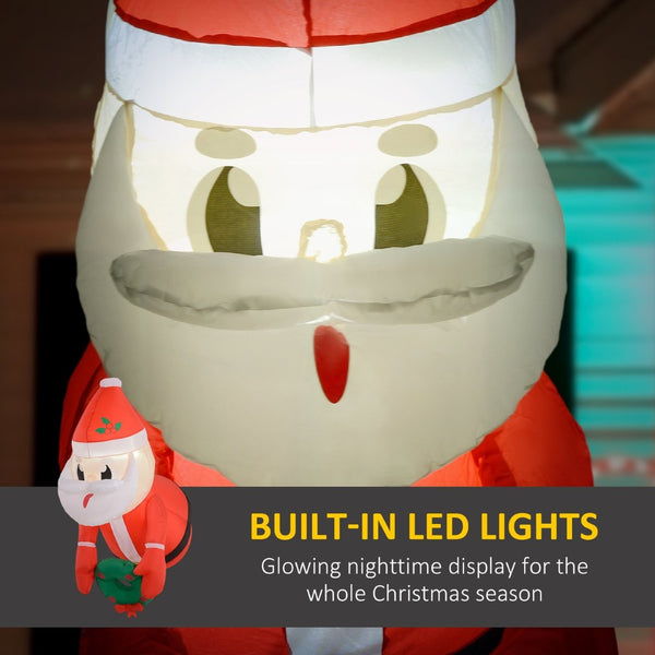 English Elm Inflatable Santa Wreath Hanging Holiday Display with Led Lights Weatherproof Polyester T3971P415659